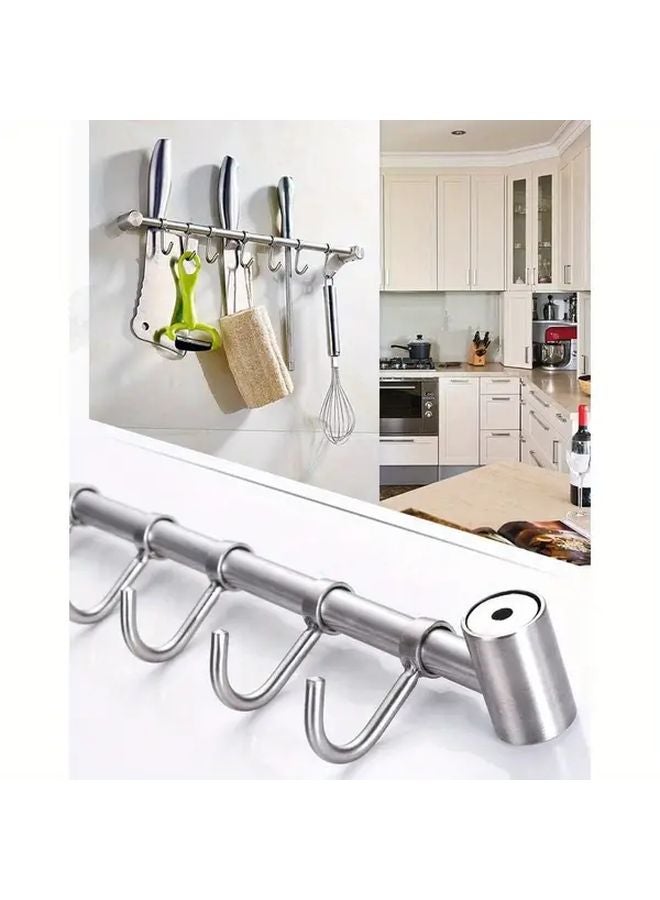 JX3927 2 Pack Stainless Steel Wall Mounted Kitchen Utensil Rack With 14 Hooks - Image 5